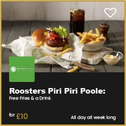 Rooters Piri Piri Poole Free Fries and Drink When You Spend £10