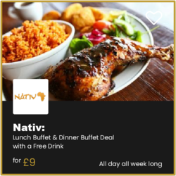 Nativ Bournemotu Lunch Buffet & Dinner Buffet Deal with a Free Drink