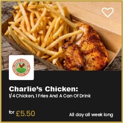 Charlie's Chicken Bournemouth Chicken Fries and Drink for £5.50